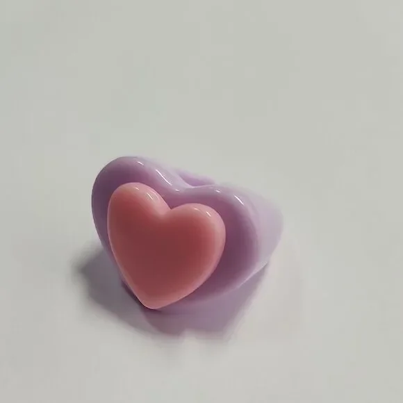 I Heart Party Purple and Pink Ring by Sparklemuse Size 8