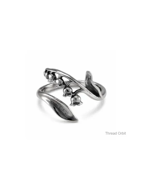 Vintage Silver Floral Adjustable Open Statement Ring