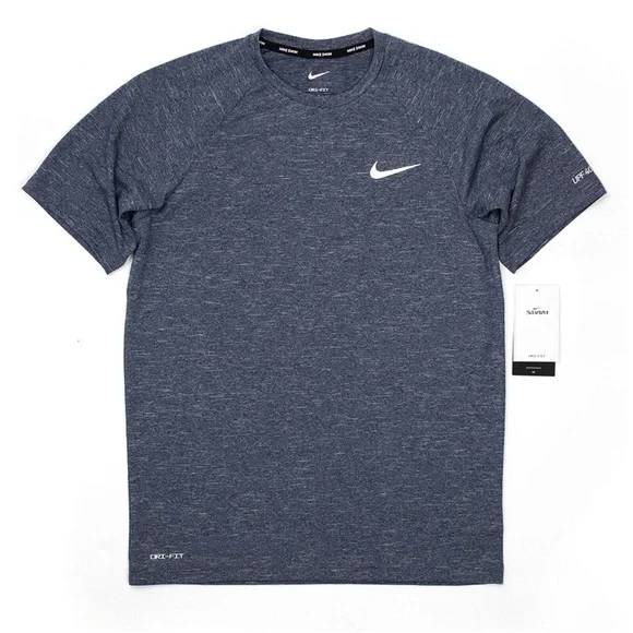 Nike Swim Men’s M dri-fit Short-Sleeve Hydroguard T-Shirt Navy heather NEW NWT