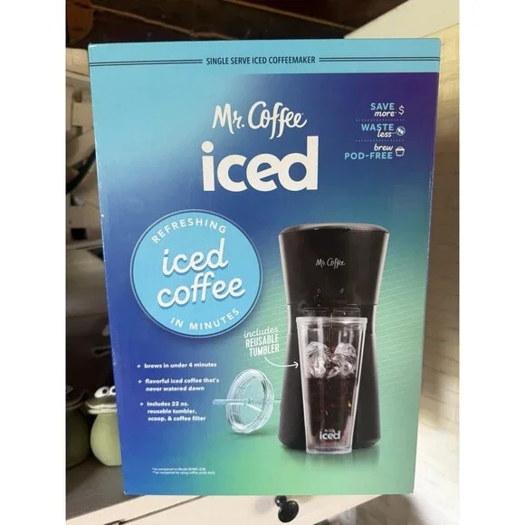 Mr. Coffee Iced Coffee Maker Single Serve 22oz Tumbler Included Brand New