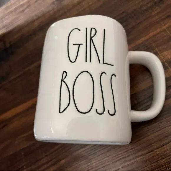 Rae Dunn Artisan Collection by Magenta GIRL BOSS White with Black Ceramic Mug