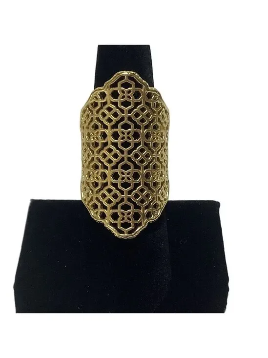 Kendra Scott Gold Plated Boone Ring Size M/L New