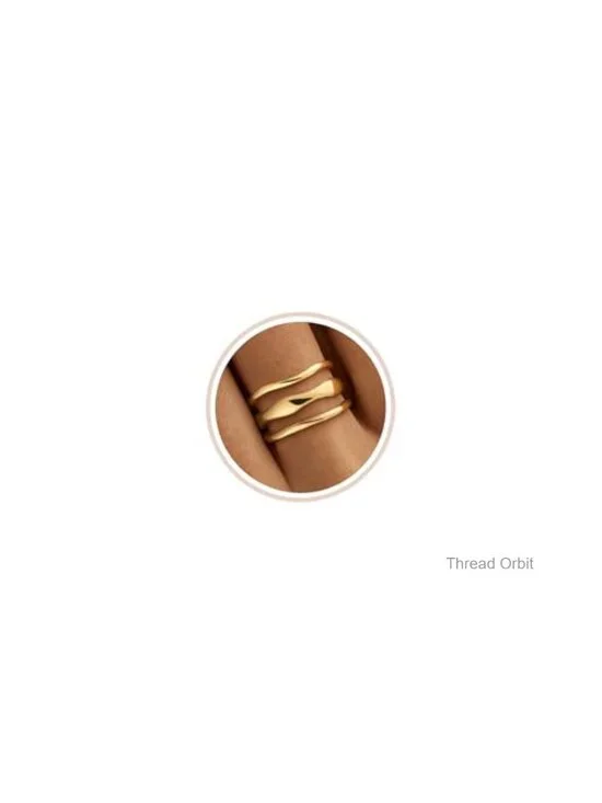 14K Gold Plated Stacking Ring Set Wavy Band Rings for Women Size 6-10