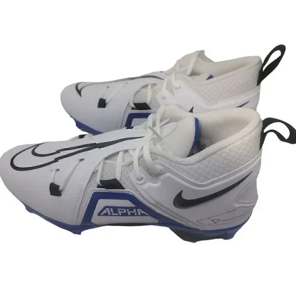 Nike Alpha Menace Pro 3 Football Cleats White/Black/Blue CT6649-101 Men’s 11.5
