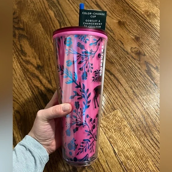 NEW Starbucks | 2022‎ Holiday Pink Color Changing Winter Woodland Floral Tumbler