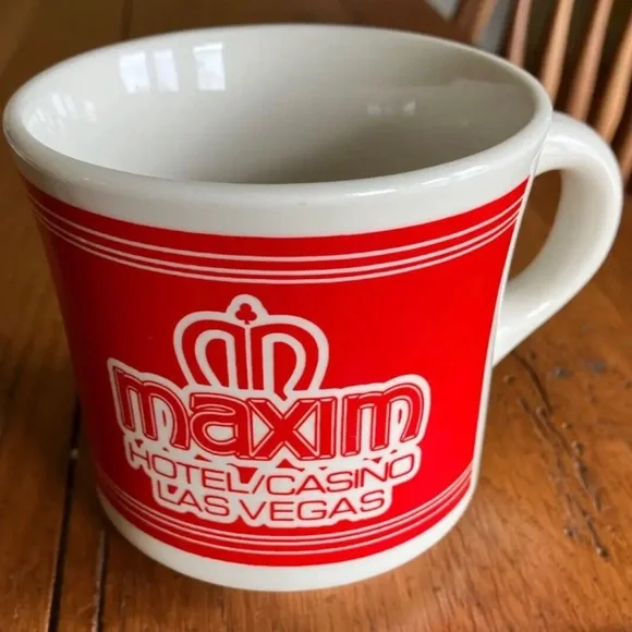 Maxim Hotel & Casino Las Vegas red coffee ceramic cup mug