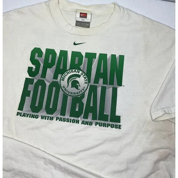 Vintage Nike Michigan State‎ University Shirt Spartan Football Y2K Graphic 2XL