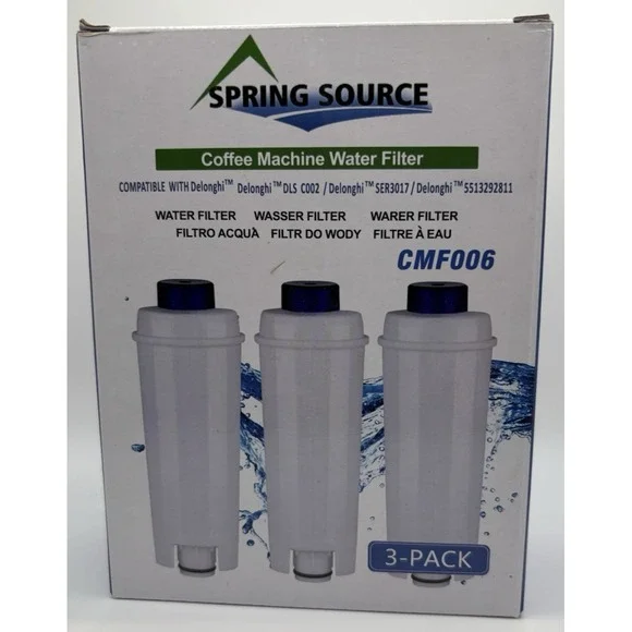 3-Pack Spring Source Coffee Filter For DeLonghi DLS002 SER3017, 551329811, EC800