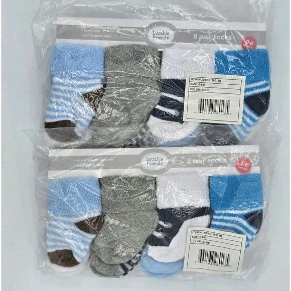 2 Lot Of 8-Pairs Luvable Friends Socks,  Color: Navy Blue‎ Shoes