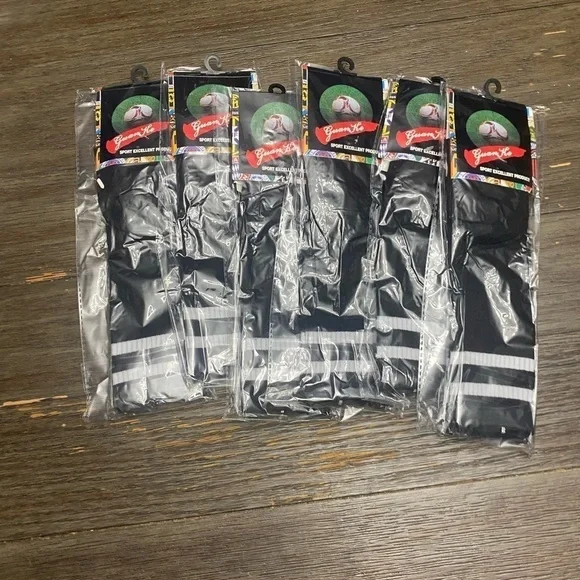 Geekism/Guan Ke 6 Pairs By Athletic Socks Stripe Calf Sport Soccer One Size