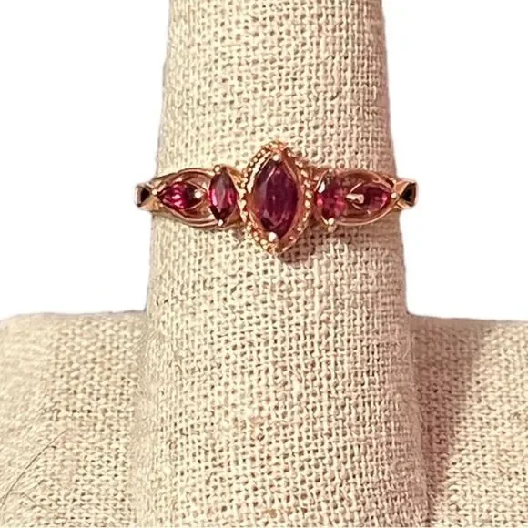 Orissa Rhodolite Garnet 14k Rose Gold Plated Over Sterling Silver Ring Size 8