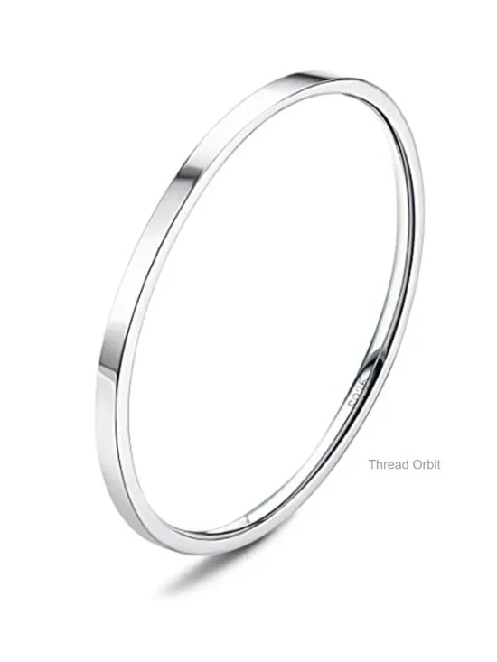 S925 Sterling Silver Stackable Ring, 18K White Gold Plated, High Polished