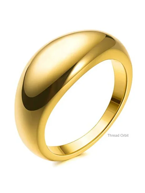 18k Gold Filled Chunky Croissant Dome Statement Ring Twisted Braided Stacking