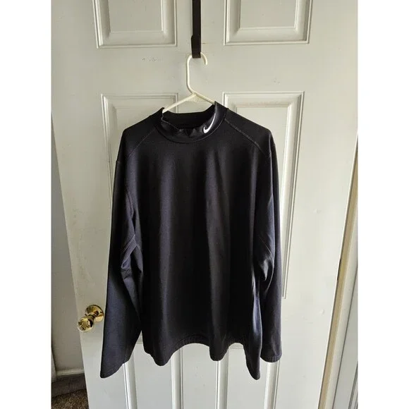 Nike Golf Tour Performance Dri-Fit Polyester Mockneck BLACK LS Mens Size XXL