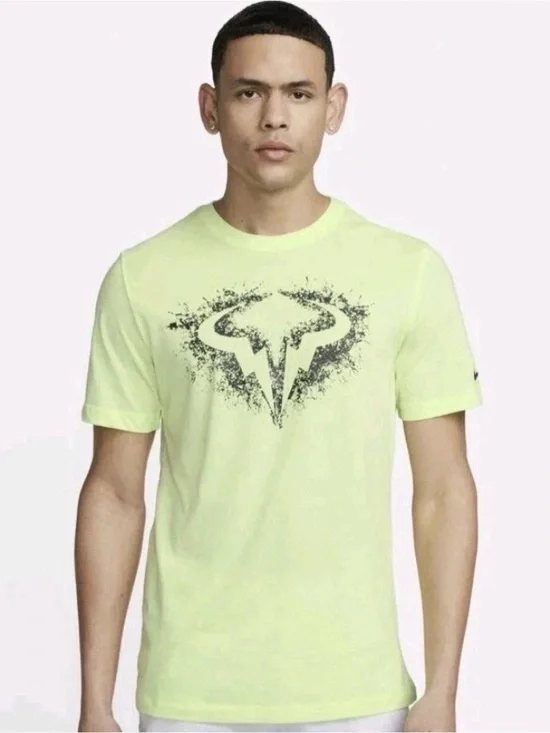 Nike Mens Rafa Nadal Bull Shirt Mens 2XL Green Dri-FIT Tennis Graphic Comfy Tee