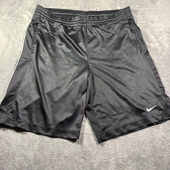 Nike Mens Basketball Athletic Shorts Black Textured Knit Size Medium Pocketed