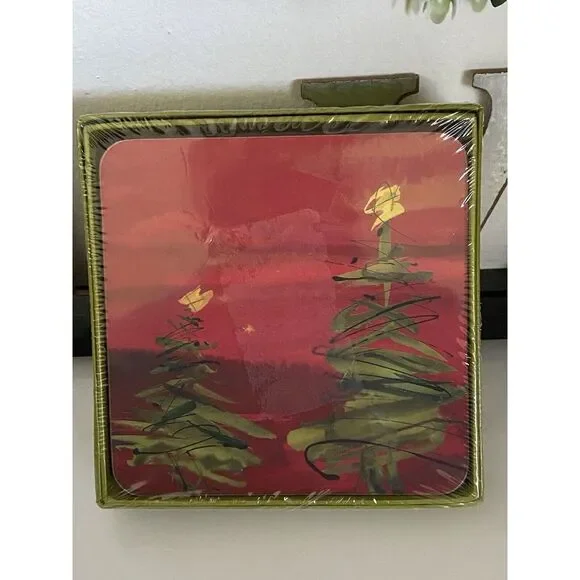 Rock Flower Paper 4 Coasters Abstract Cool Contemporary Christmas Tree 4