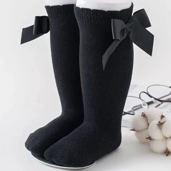 New Solid Knee High Socks With‎ Bows