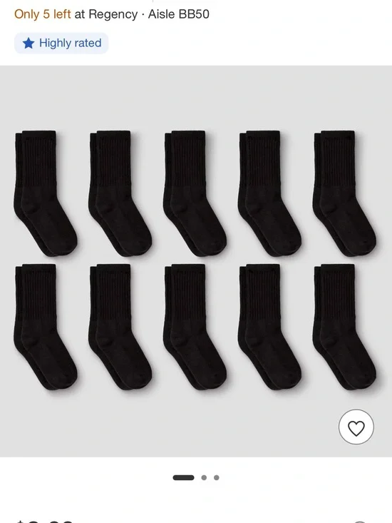 Pack of 9 Black Crew/Low Socks