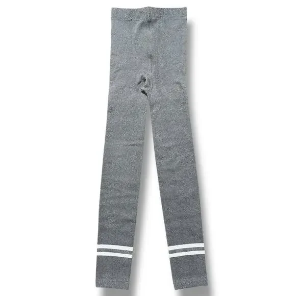 Girls Fleece Lined Footless Tights Gray Silver Size 6 7