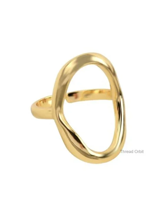 Adjustable Open Oval Ring Copper 18K Gold & Platinum Plated
