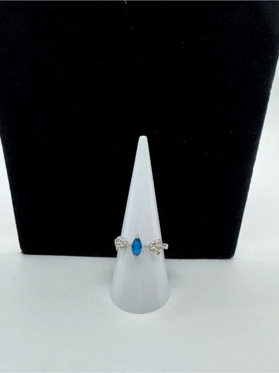 Ring Bomb Silver Blue Marquise Gemstone Ring - Size 7 Women jewelry