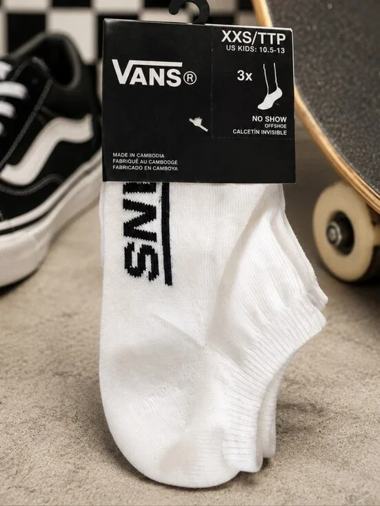 Vans Kids No Show Socks 3-Pack White XXS / TTP (10.5–13) NWT