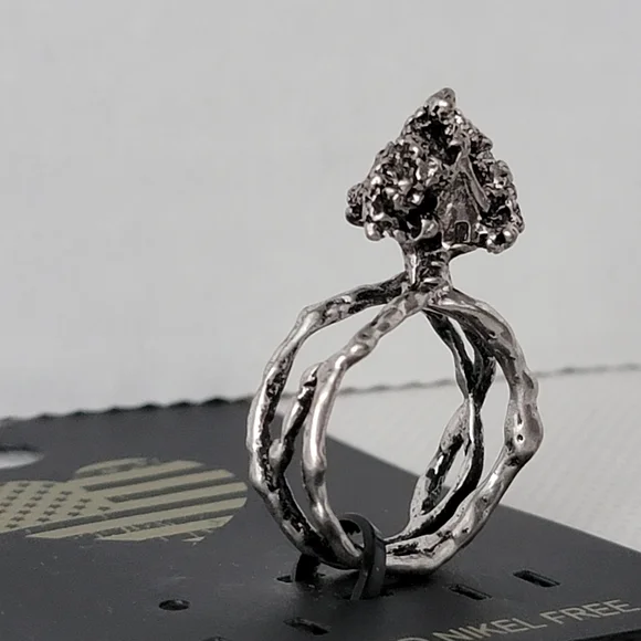 Tree House Statement Ring Silver Tone