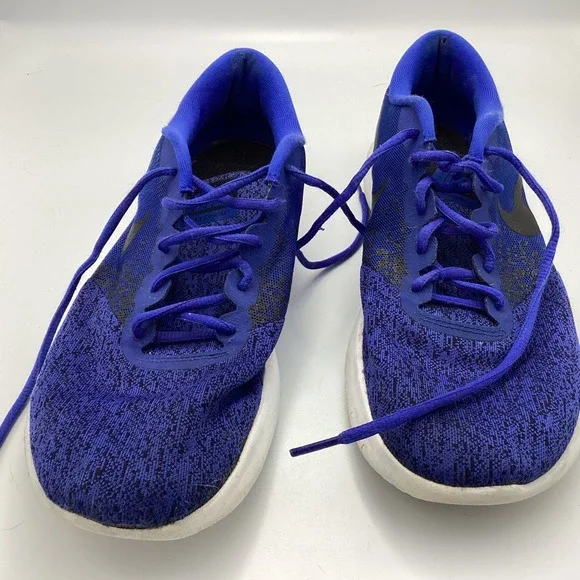 Nike Flex Contact Running Shoes Mens 11 Royal Blue Black Knit Low Top Sneakers