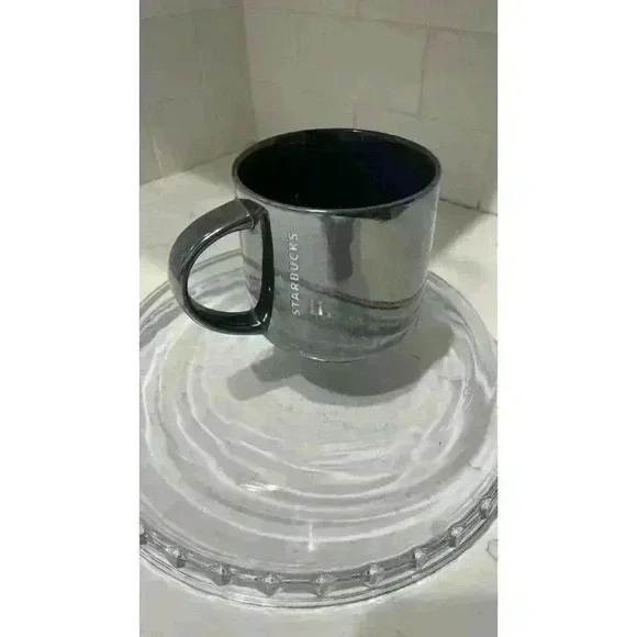 Starbucks 2013 Gray 14oz Gunmetal Embossed Iridescent Metallic Coffee Mug Cup
