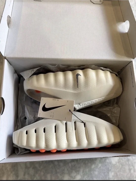 Nike Cream Foam Slip-On with Orange Outsole Accents
