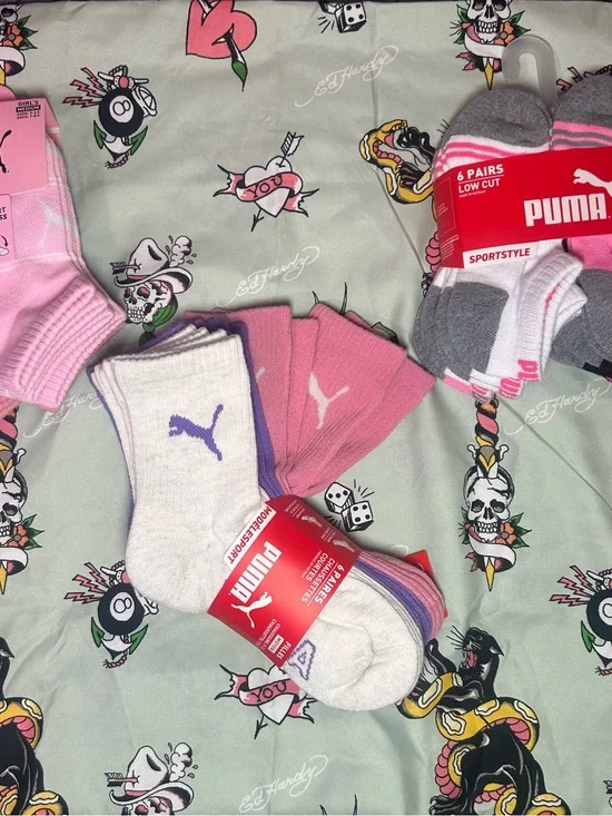 Puma Women's Low-Cut Sock 6-Pack in Pink, White, Gray, Purple 18 pairs
