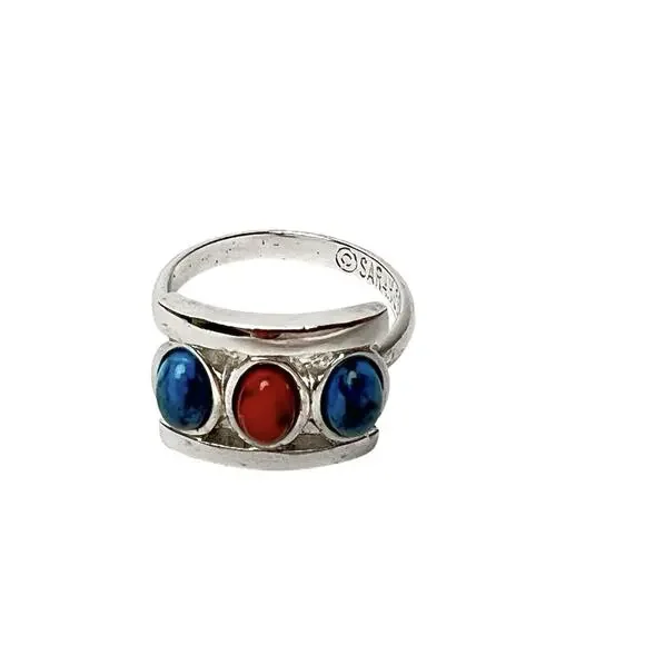 Sarah Coventry Ring Indian Princess Silver Tone Southwestern Boho Adjustable Vtg