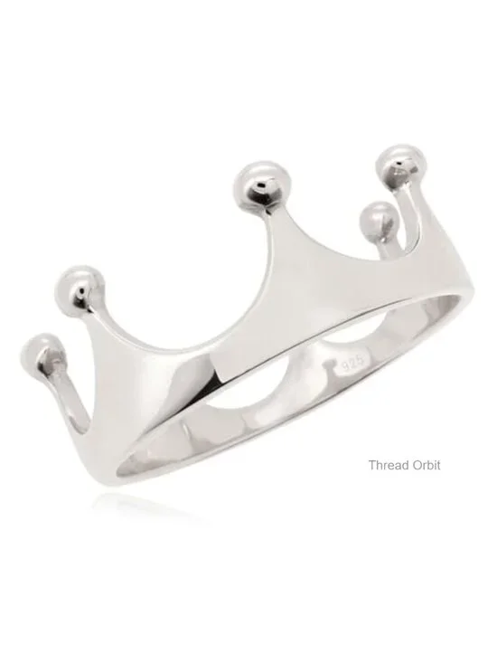 925 Sterling Silver Crown Ring Statement Jewelry Women