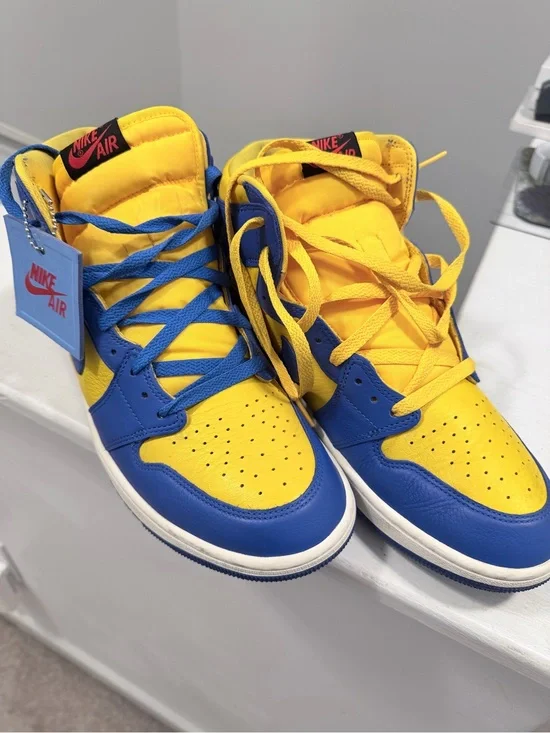 Nike Two-Tone High-Top Sneakers in Yellow and Blue