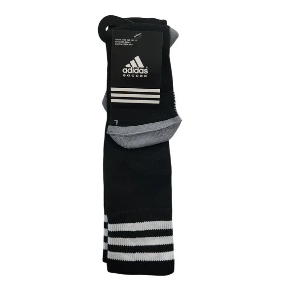 Adidas Soccer Youth Black Sock Small‎ 3 Stripe Shoe Size 13C 4Y New