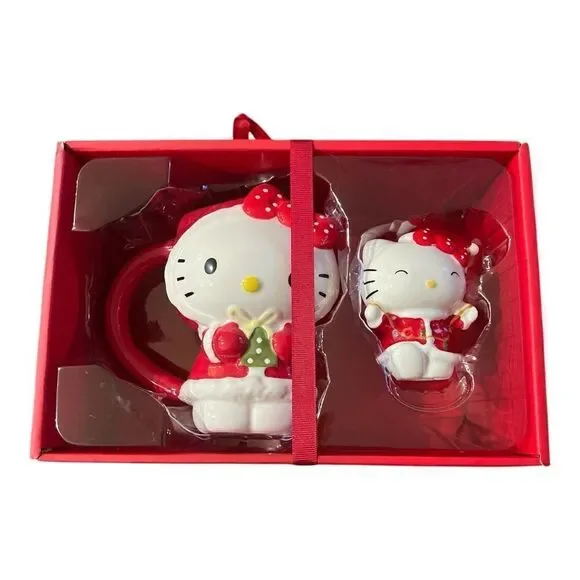 Blue Sky Clayworks x Hello Kitty Red & White Christmas Dress Mug & Figurine Set