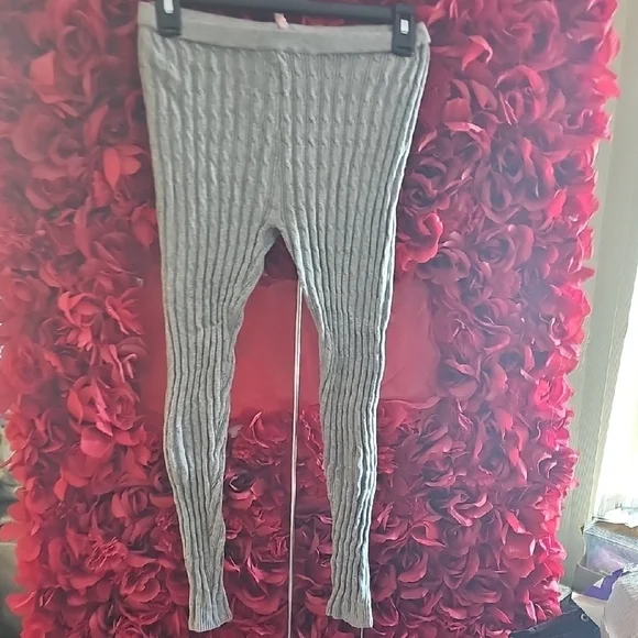 Girls Size 16 Gray Cable Knit Sweater Footless Leggings