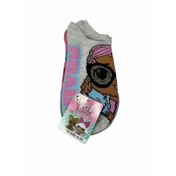 LOL surprise 6 pairs girls no show ankle socks size large 4-10