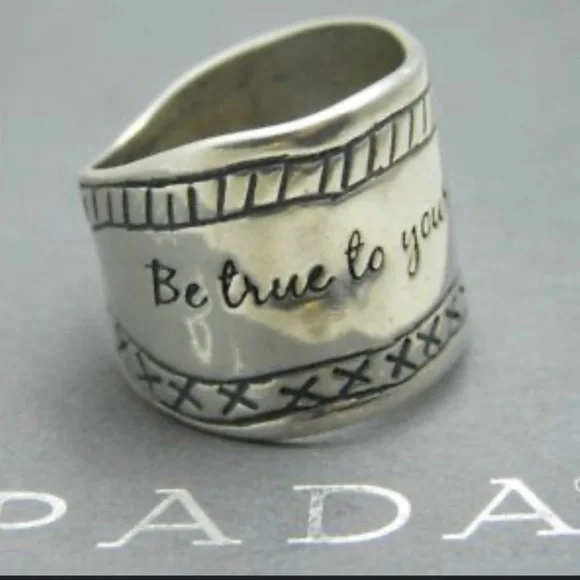 Vintage Silpada Ring .925 Sterling Silver BE TRUE TO YOUR DREAMS Cigar Band Sz 5
