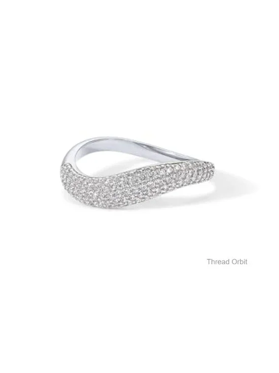 Gold Plated Wavy Cubic Zirconia Stackable Band Ring for Women