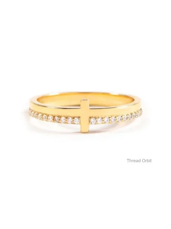 925 Sterling Silver Cross Ring with CZ, Dainty Christian Jewelry, Confirmation