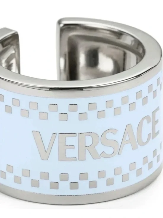 Versace Pale Blue Enamel Logo Ring