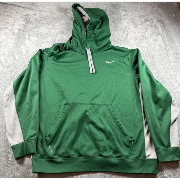 Title: Nike Therma-Fit Hoodie Mens XXL Green Gray Pullover Swoosh Athletic