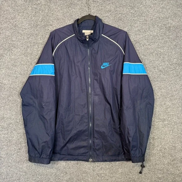 Vintage Nike Windbreaker‎ Jacket Mens Large Blue Mesh Lined Full Zip Swoosh Y2K