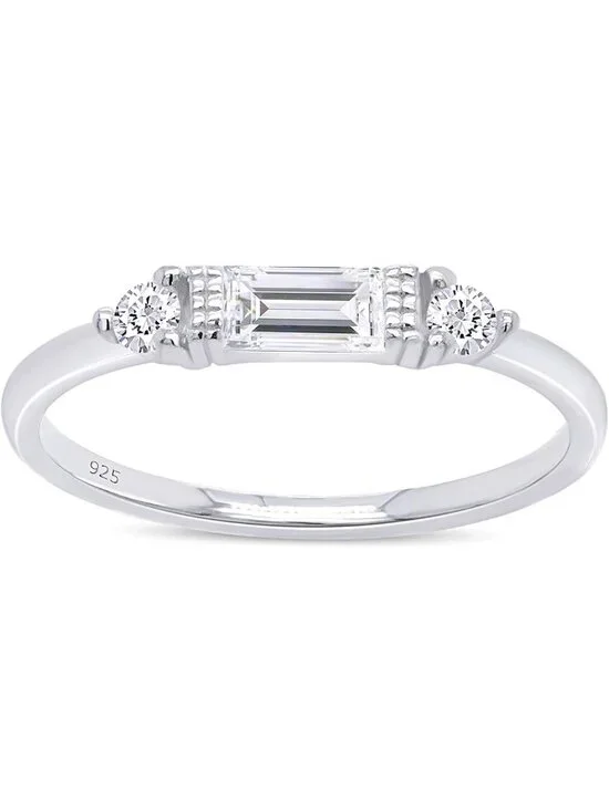 Dainty 3 Stone Stackable Birthstone Ring for Women | 14K Gold Over Silver
