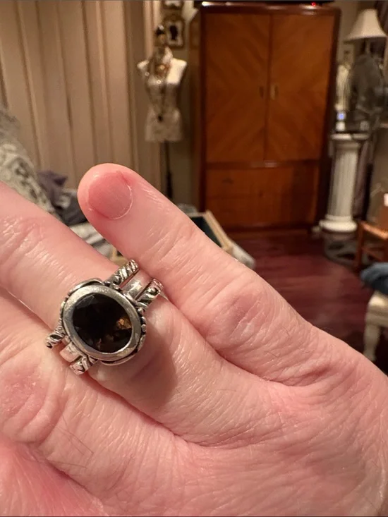 Silpada Sterling Silver Stackable Ring Set with Smoky Quartz Gem