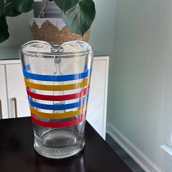 Vintage Libbey mid century modern striped pitcher