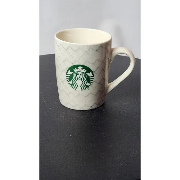 Starbucks 2021 Silver Mermaid Scales Ceramic Coffee Mug 10 oz Tea Cup