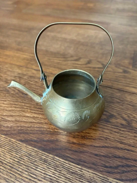 Vintage Small Ornate Brass Metal Teapot Handle No Lid